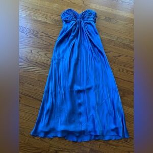 Laundry By Shelli Segal Cornflower Blue Strapless Satin Black Tie Prom Dress